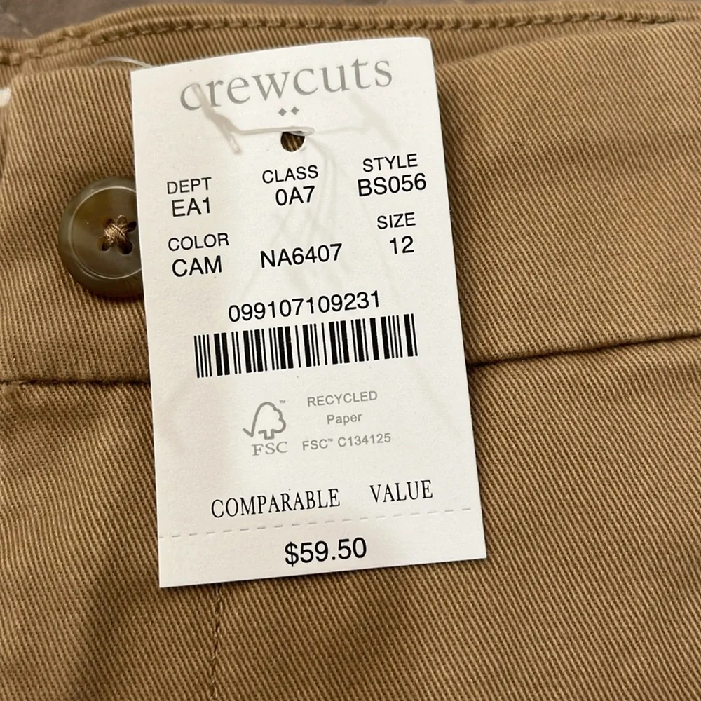 J. Crew Camel Girls' chino pant/NWT/12